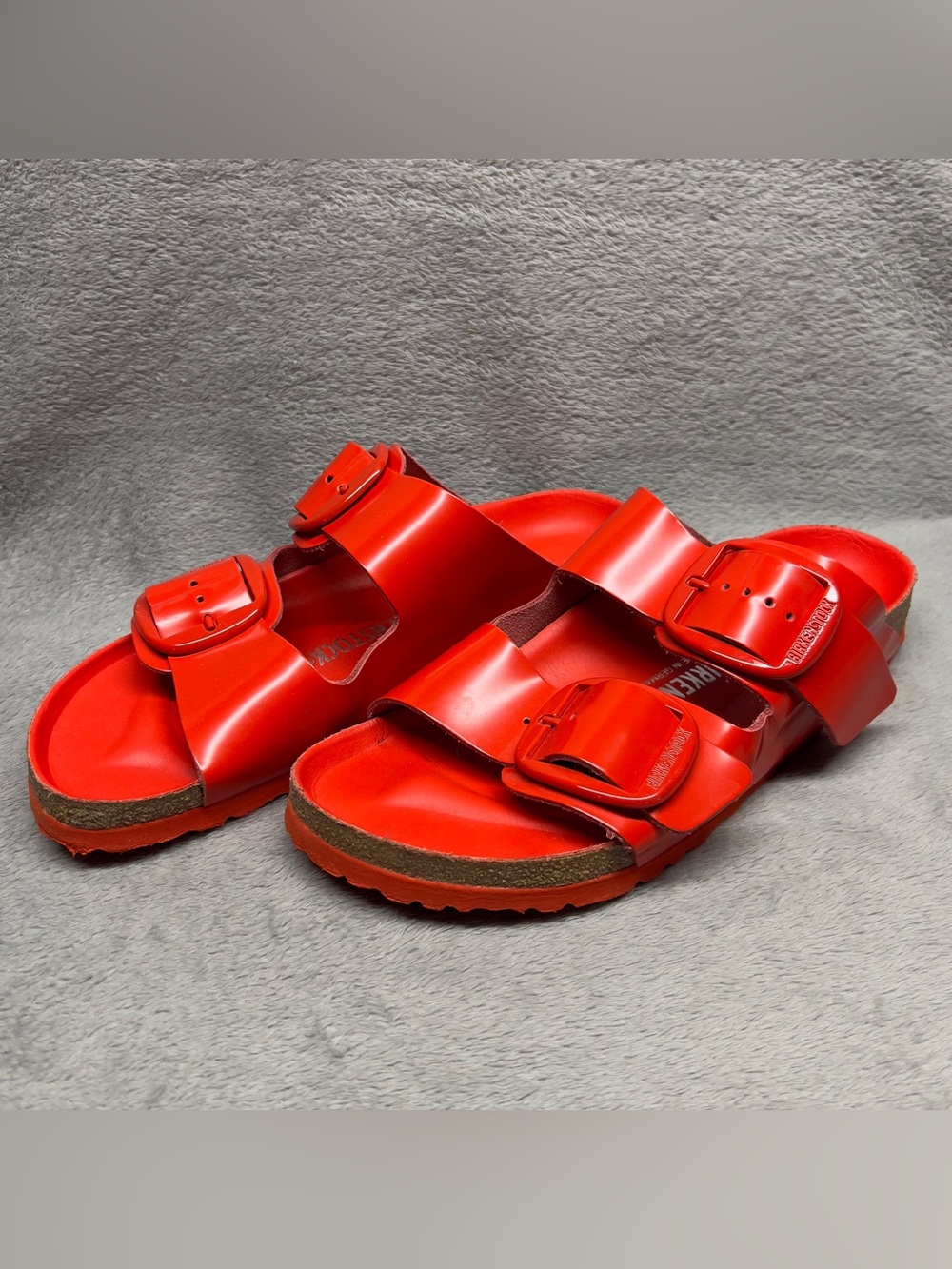 Birkenstock Arizona Big Buckle Tomato Red Leather Sandals EU 41 Women 10 Men 8